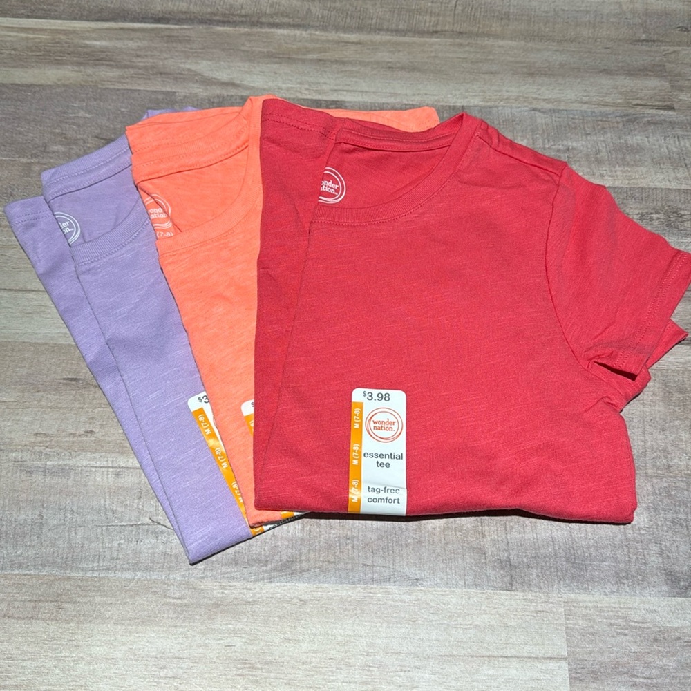 3 Wonder Nation Girls Crew Neck T-Shirts